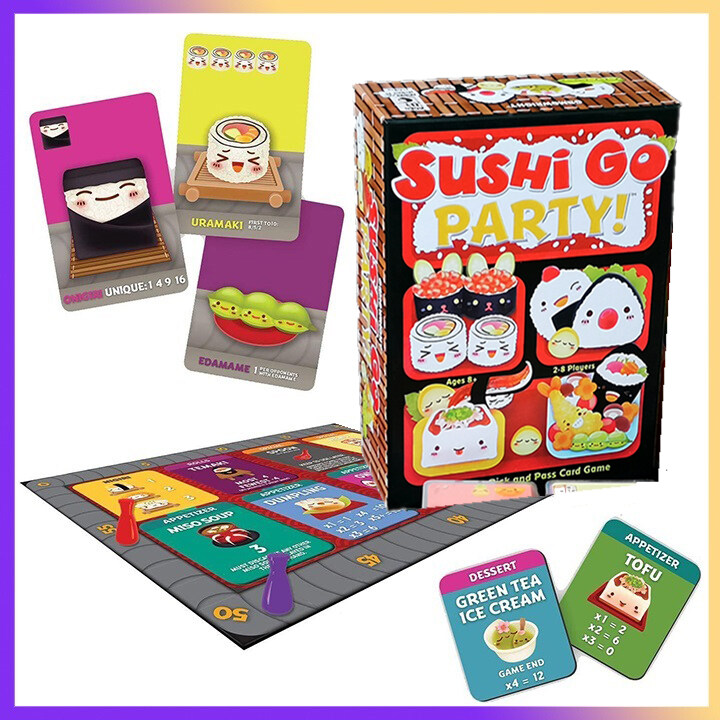 Sushi Go Party! Foodie Can Not Lose Pick & Pass Card Game | 2-8 Player Funny Puzzle Family Board Game | Strategy Toys for Boys Girls | English&Chinese Manual