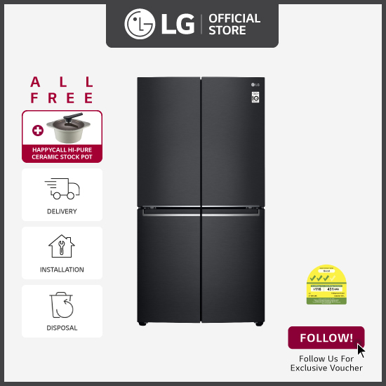 [Bulky] LG GF-B6012MC French Door, 601L, M.Black + Free Delivery + Free Installation + Free Disposal + Free Happycall Hi-Pure Ceramic" I.H.20cm Die-Cast High stock Pot + Grocery Voucher $50