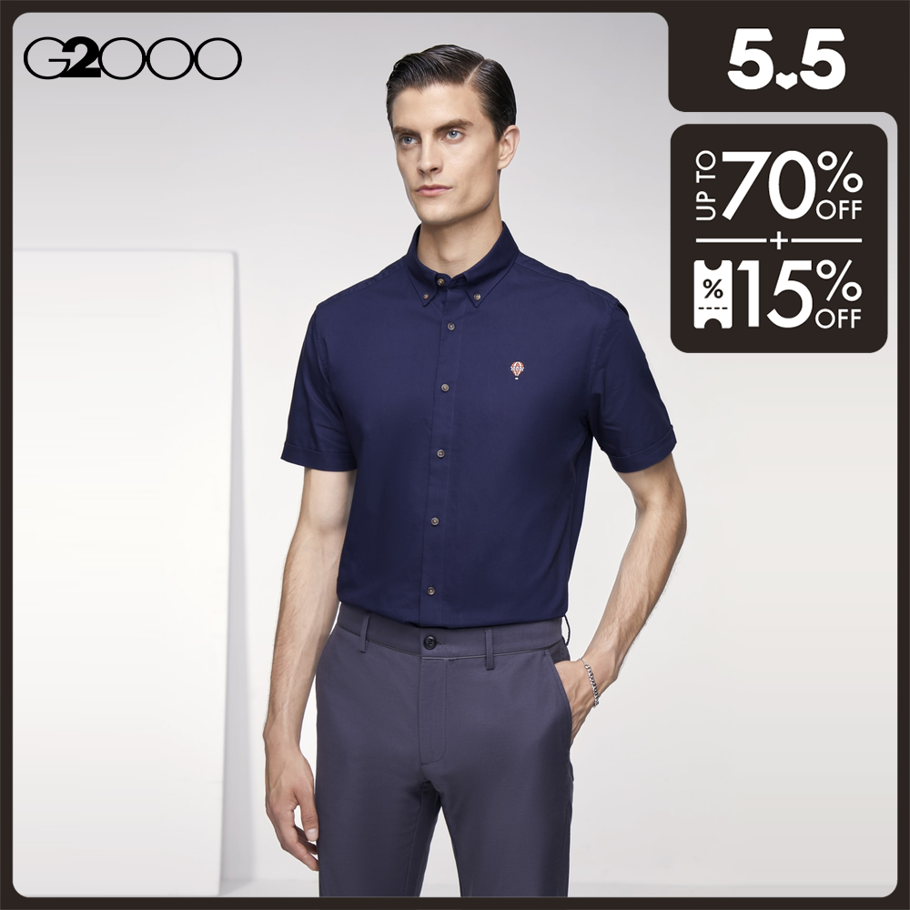 G2000 Men Smart Fit Hot Air Balloon Embroidery Logo Oxford Shirt